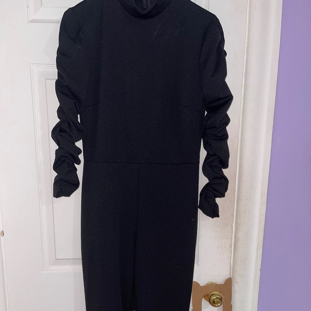 Instant Click Ruched Jumpsuit - Black